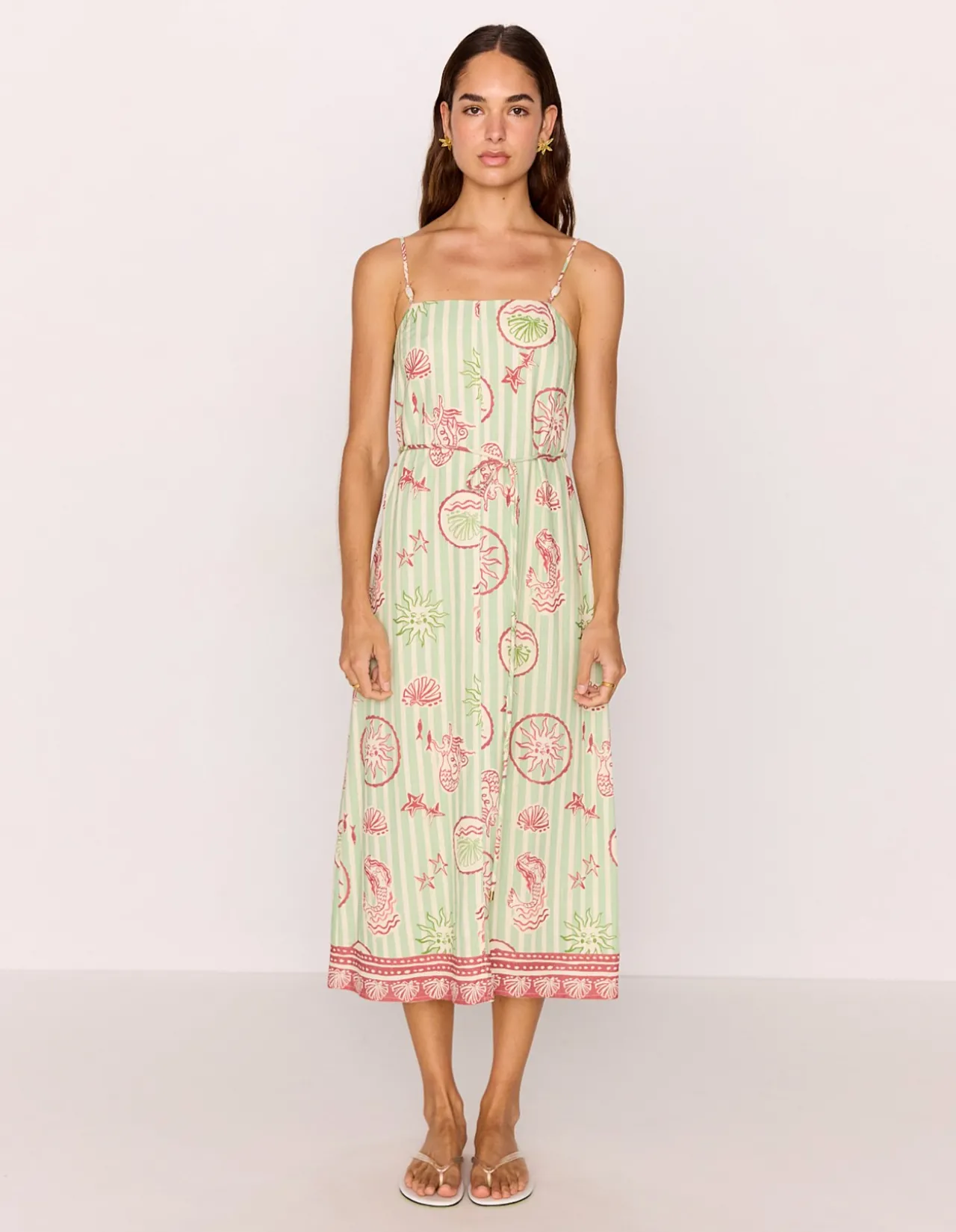 SOLEIL TIE WAIST MIDI DRESS