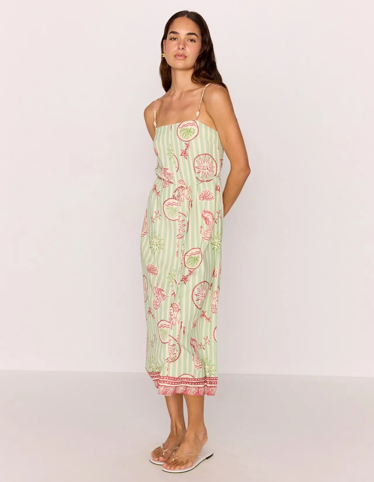SOLEIL TIE WAIST MIDI DRESS