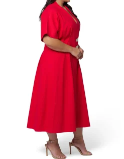 SOMETHING 4 OLIVIA-BLAIR LINEN MIDI DRESS