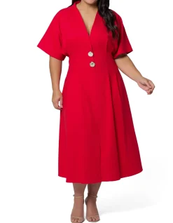 SOMETHING 4 OLIVIA-BLAIR LINEN MIDI DRESS