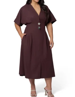 SOMETHING 4 OLIVIA-BLAIR LINEN MIDI DRESS