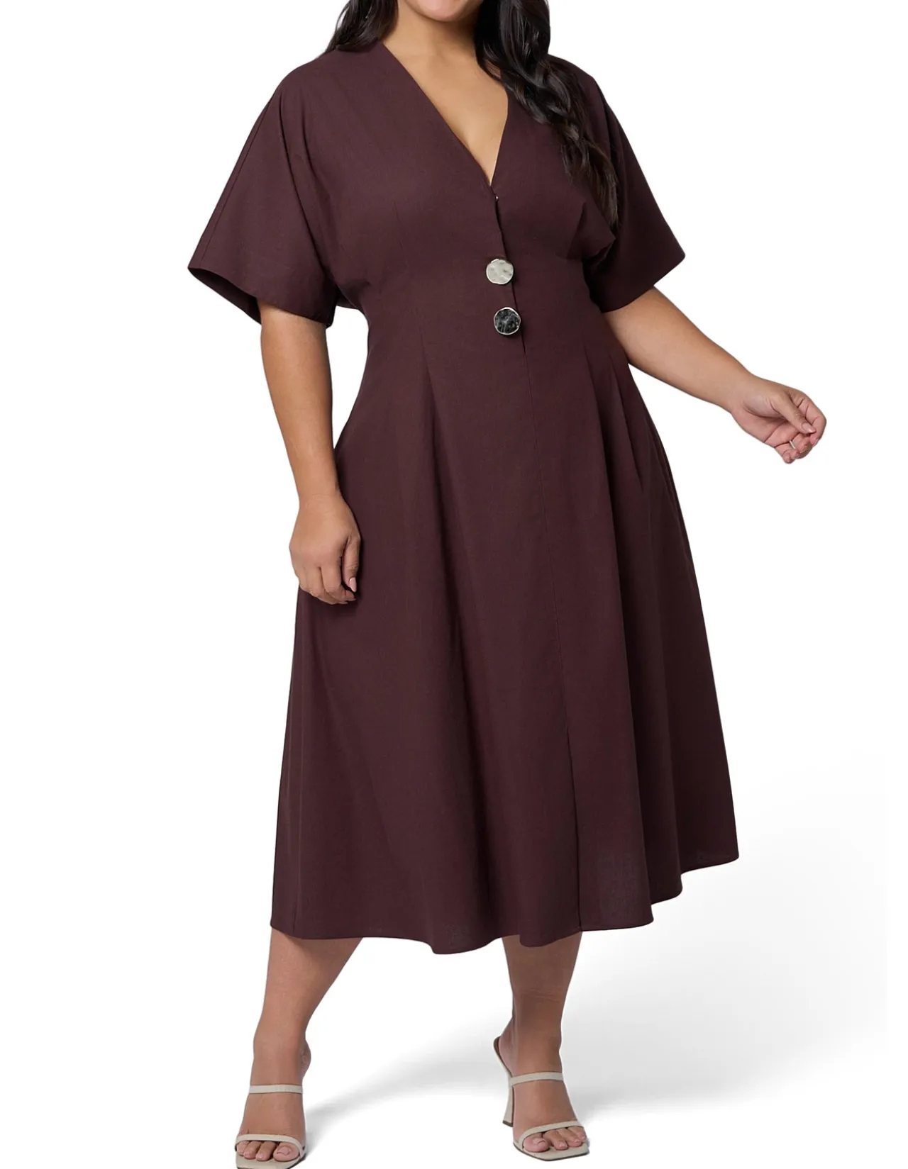 SOMETHING 4 OLIVIA-BLAIR LINEN MIDI DRESS