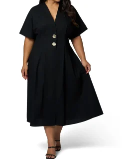 SOMETHING 4 OLIVIA-BLAIR LINEN MIDI DRESS