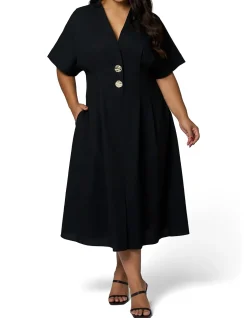 SOMETHING 4 OLIVIA-BLAIR LINEN MIDI DRESS