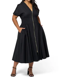 SOMETHING 4 OLIVIA - OCTAVIA ZIP FRONT MIDI DRESS