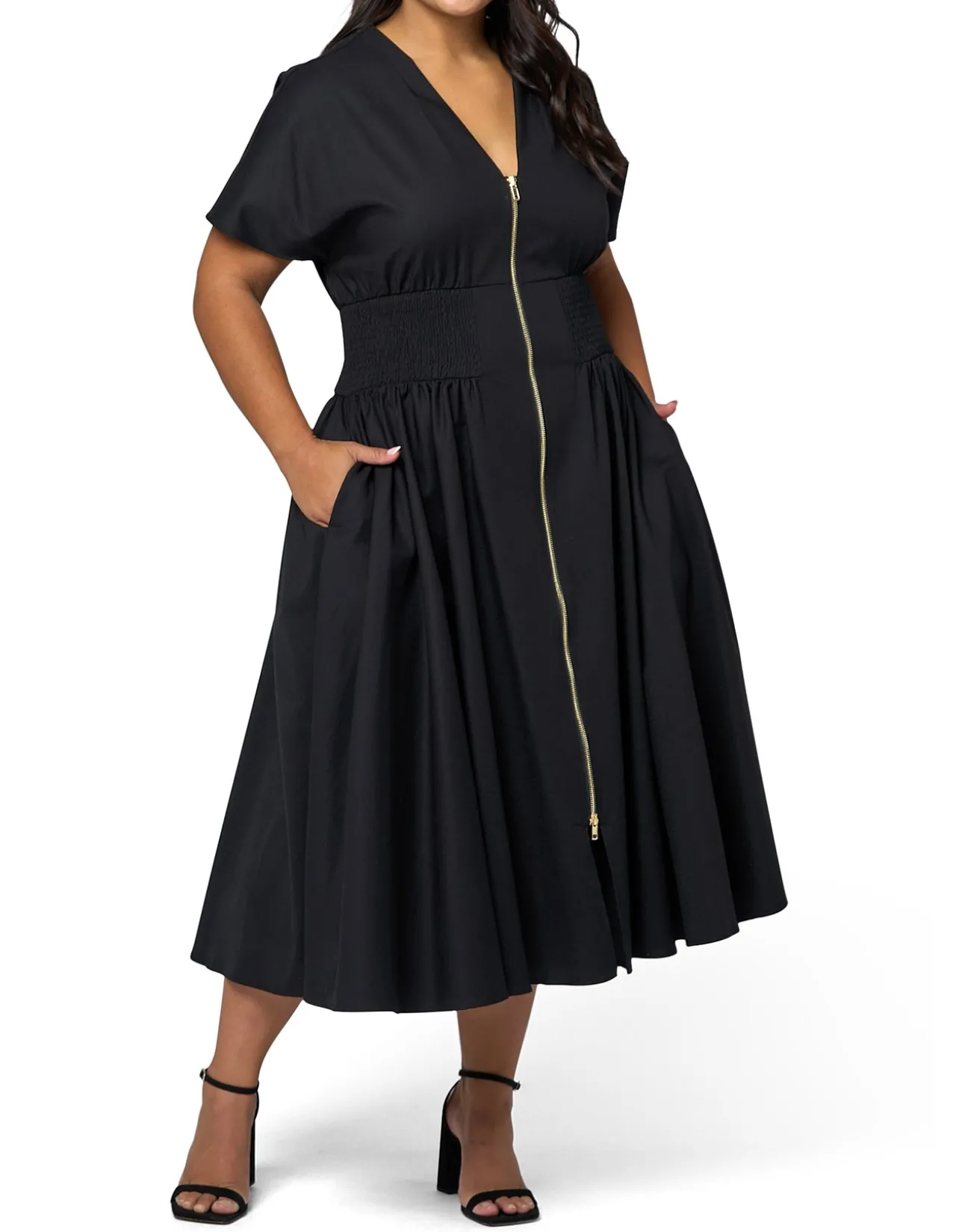 SOMETHING 4 OLIVIA - OCTAVIA ZIP FRONT MIDI DRESS