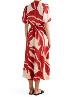 SOPHIE PUFF SLEEVES MIDI DRESS