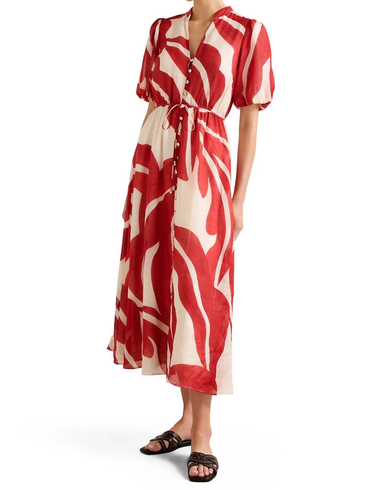 SOPHIE PUFF SLEEVES MIDI DRESS
