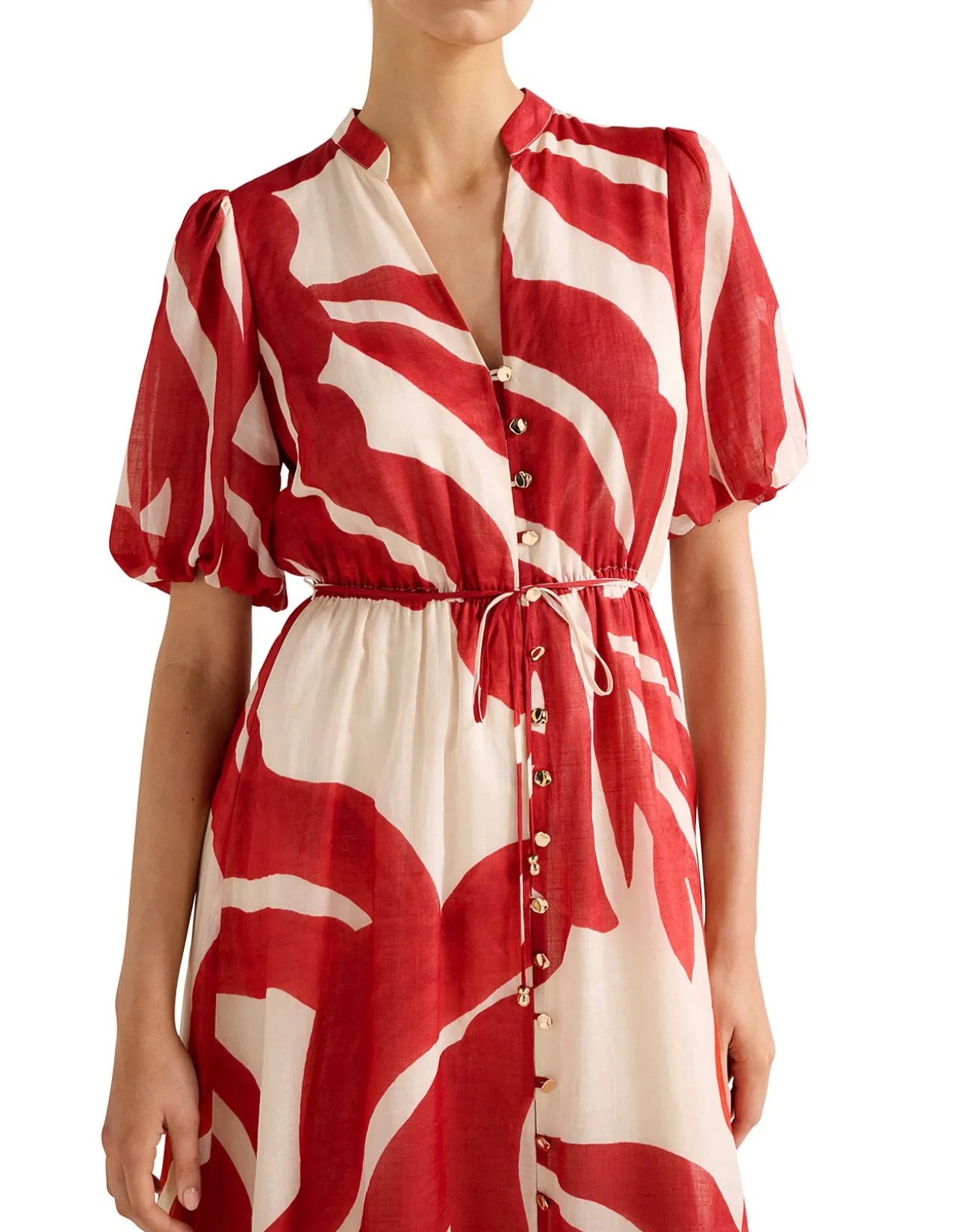 SOPHIE PUFF SLEEVES MIDI DRESS