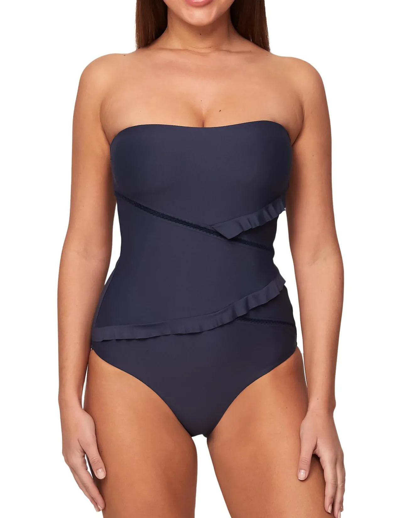 Spliced Bandeau One Piece Swimsuit