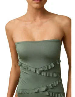 Spliced Frill Bandeau One Piece Swimsuit