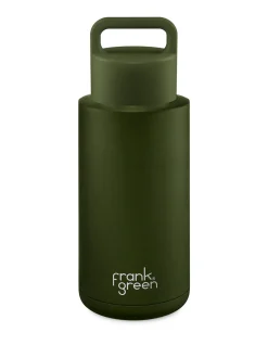 Stainless steel ceramic bottle with grip lid Khaki