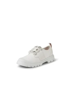 Stann White Leather Heels