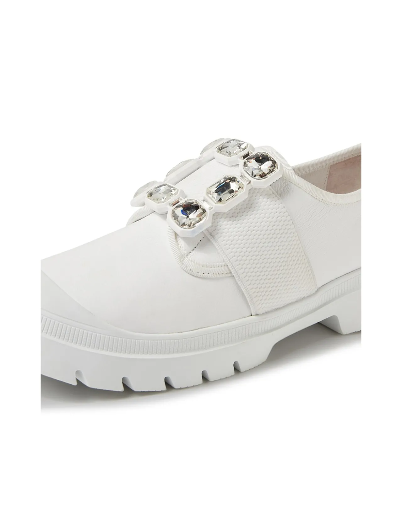 Stann White Leather Heels