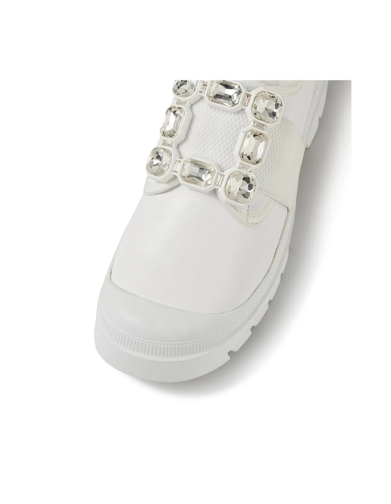 Stann White Leather Heels