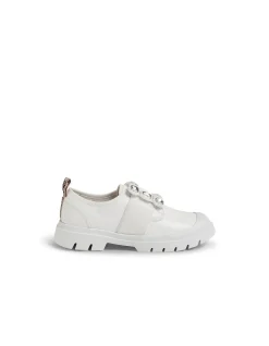 Stann White Leather Heels