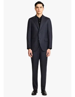 STOKES - NAVY TONAL PRINCE OF WALES CHECK IN PURE WOOL, SUPE