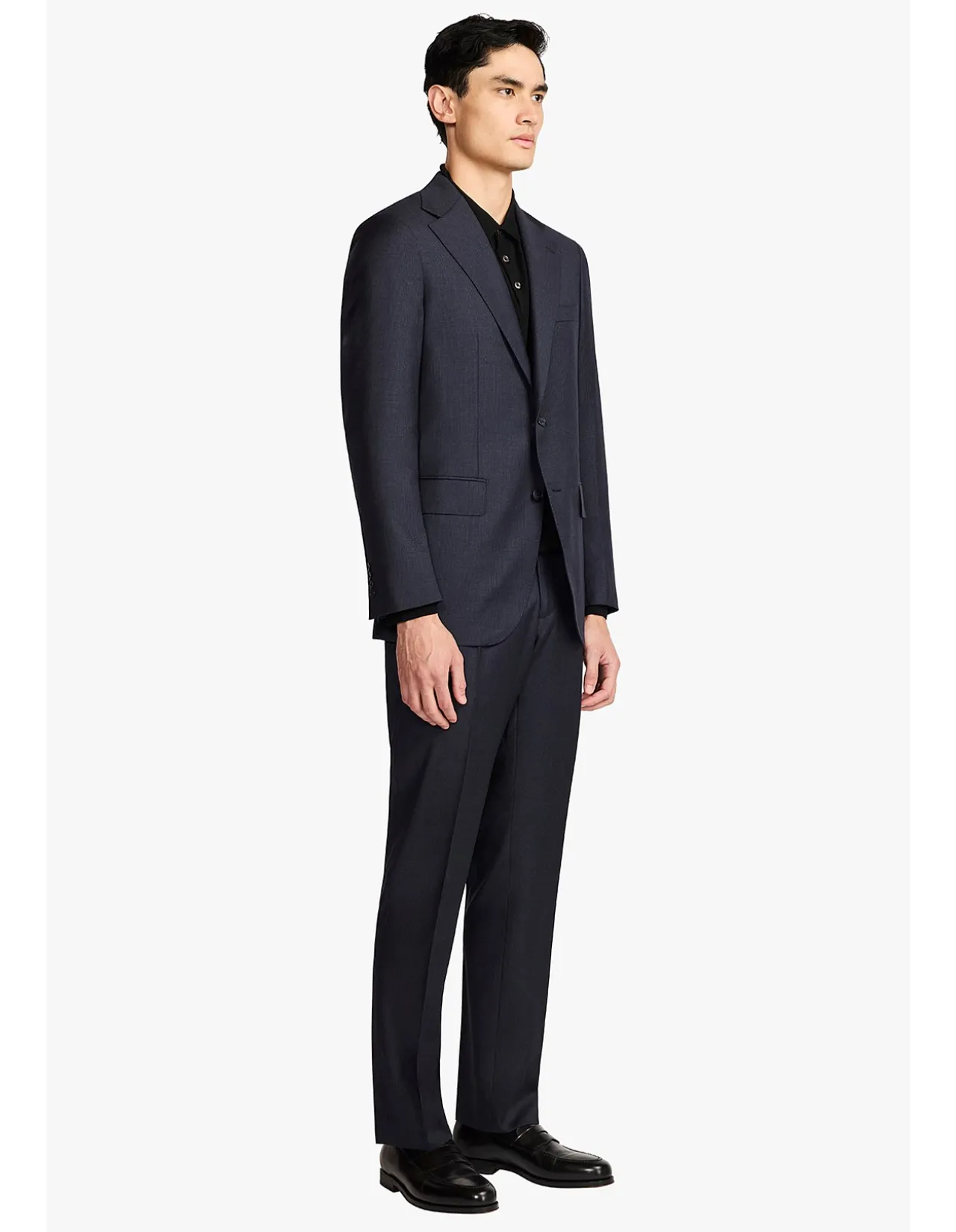 STOKES - NAVY TONAL PRINCE OF WALES CHECK IN PURE WOOL, SUPE