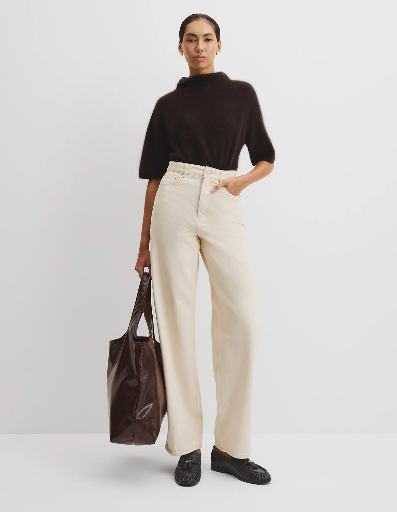 Straight Leg High Rise Rigid Denim Jean