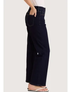 Straight Leg Indigo Stretch Denim Jeans