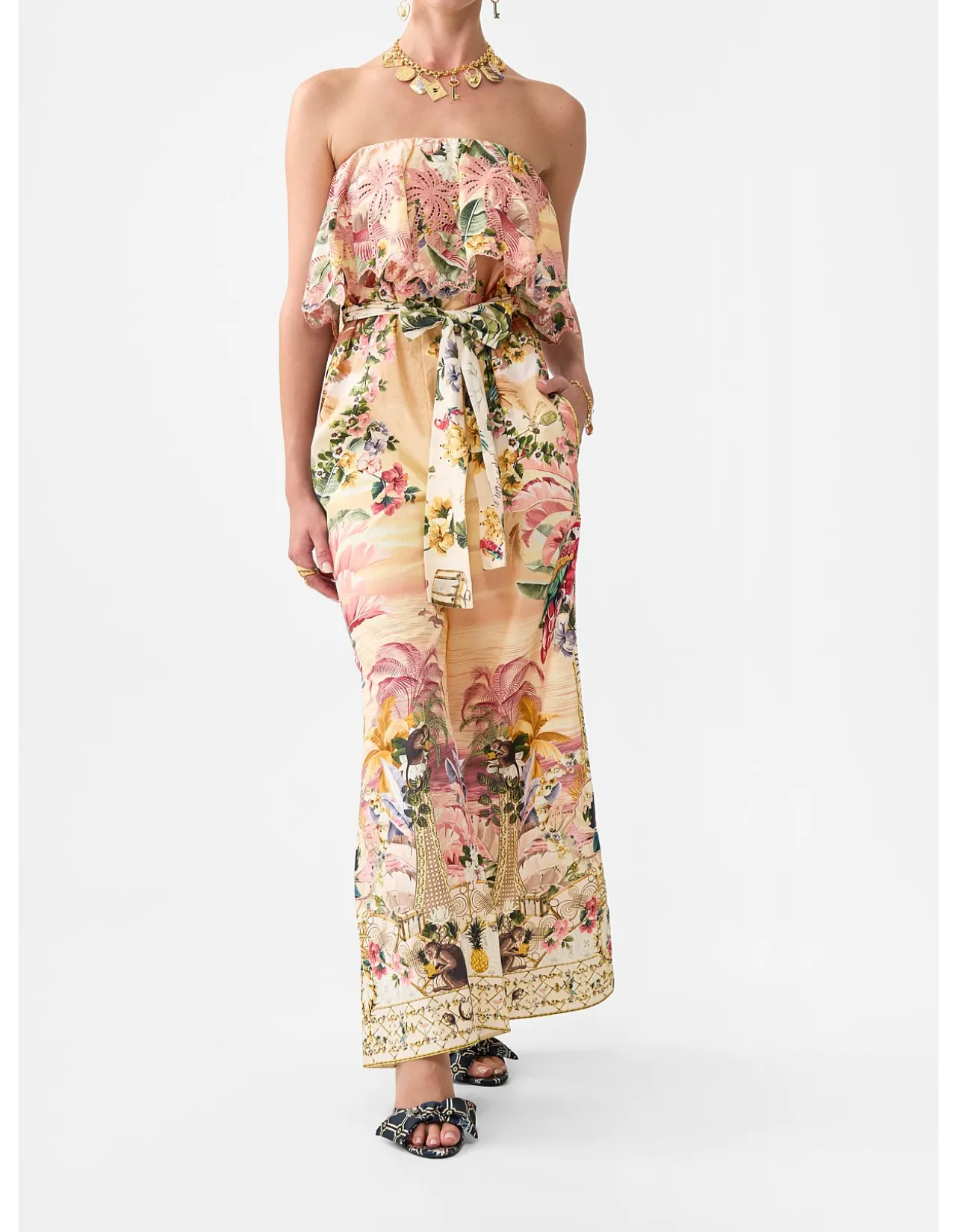 STRAPLESS JUMPSUIT WITH FRILL