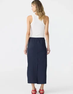 Stretch Twill Pull On Skirt with Side Stripe