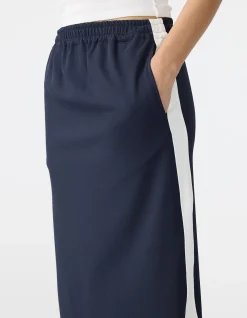 Stretch Twill Pull On Skirt with Side Stripe