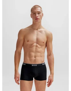 Stretch-cotton trunks with repeat logos
