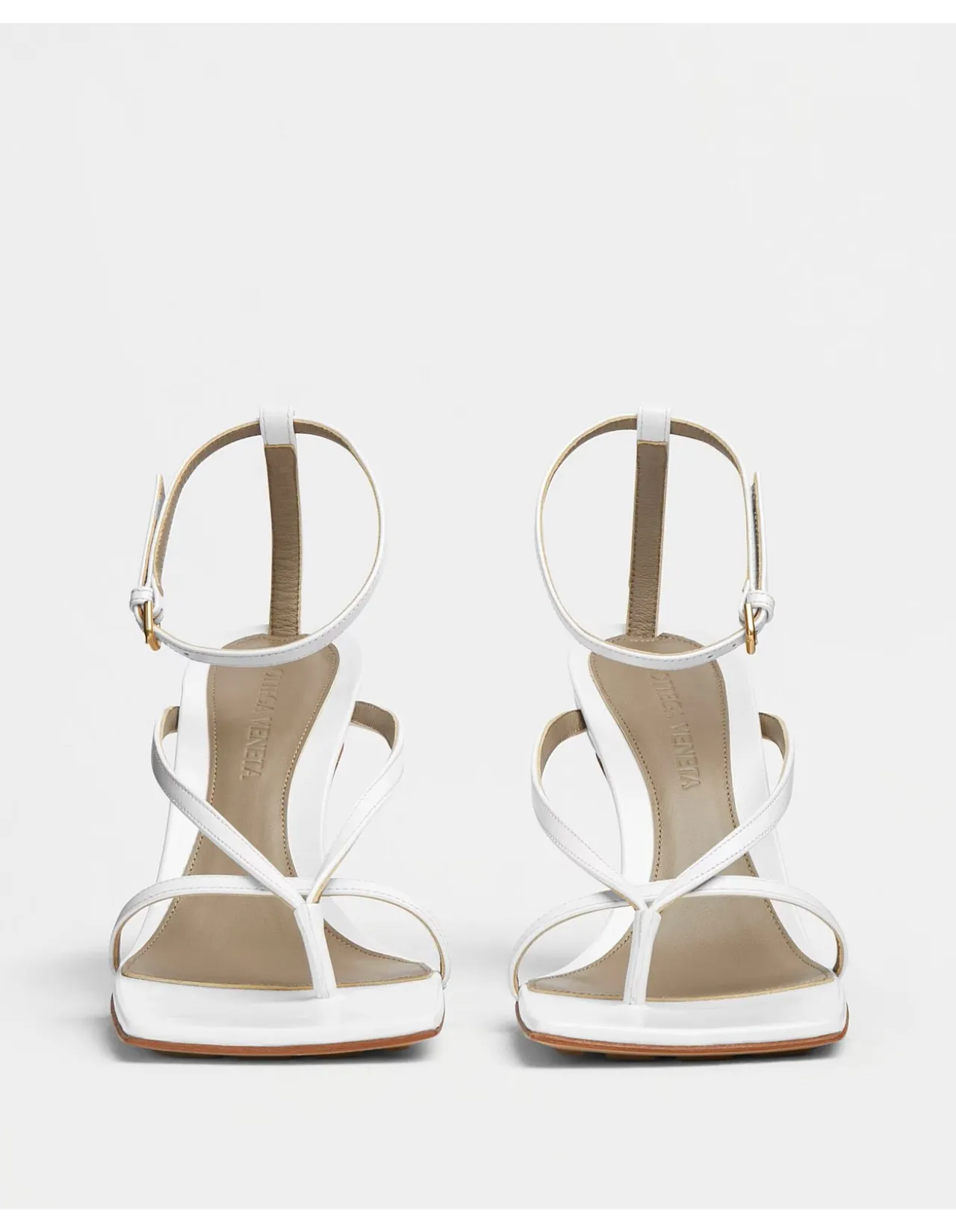 STRETCH HEELED SANDAL IN LEATHER