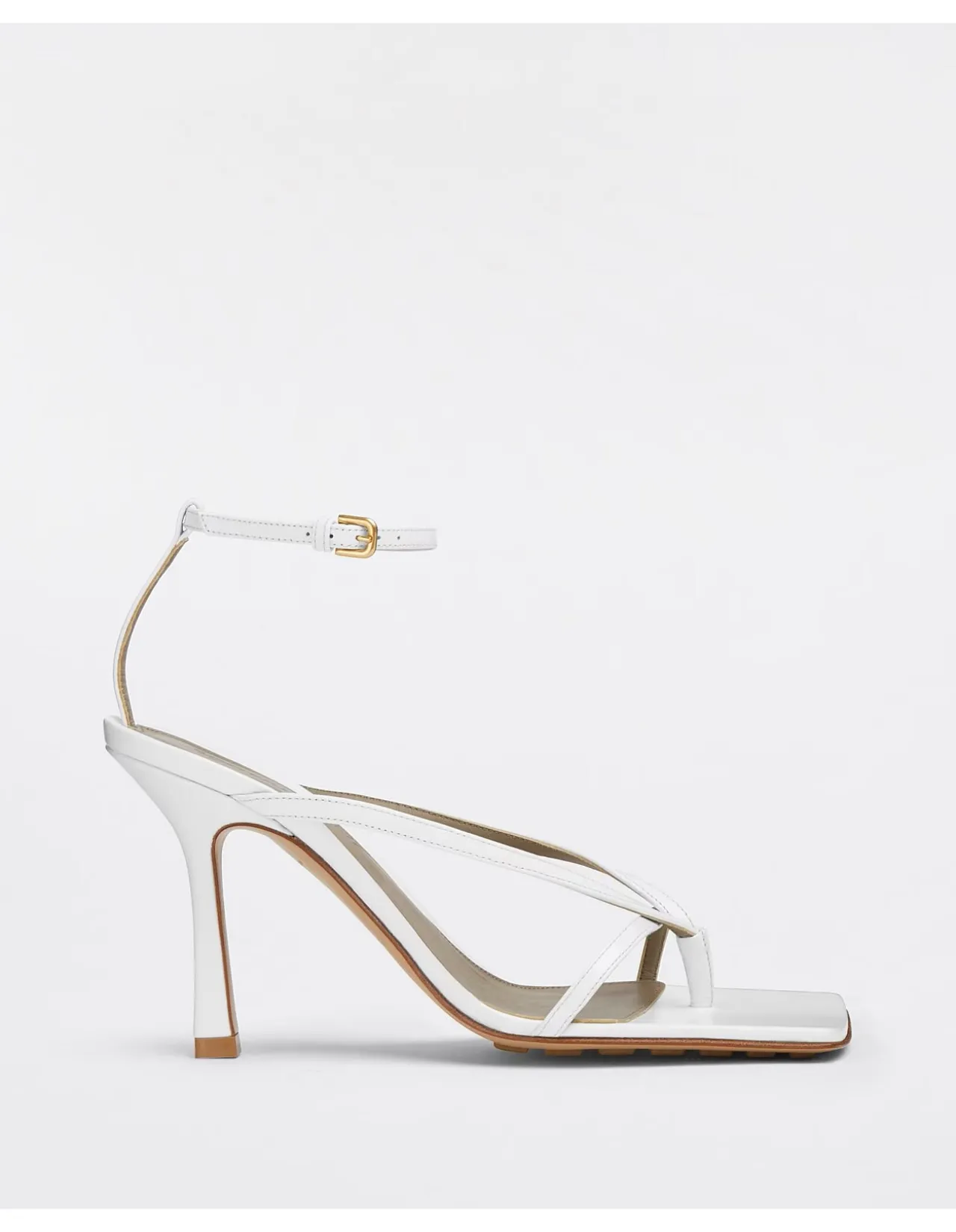 STRETCH HEELED SANDAL IN LEATHER