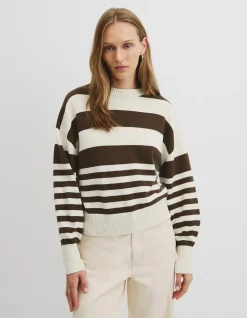 Stripe Crop Crew Neck Knit