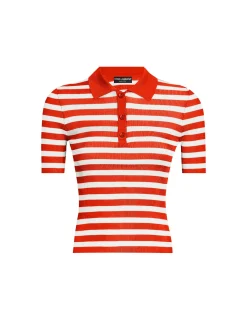 STRIPED CROPPED short sleeve POLO SHIRT