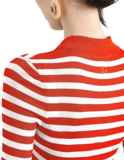 STRIPED CROPPED short sleeve POLO SHIRT