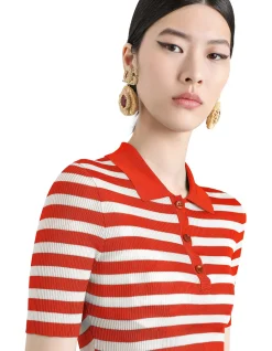 STRIPED CROPPED short sleeve POLO SHIRT