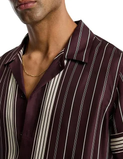 STRIPED SCARF PRINTED SS SHIRT