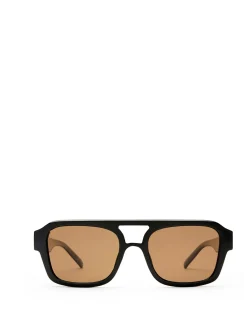 SUBZERO + BLACK AVIATOR BROWN MONO POLARIZED SUNGLASSES