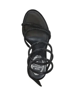 SUEDE-SATIN JET STRASS SANDAL HEEL
