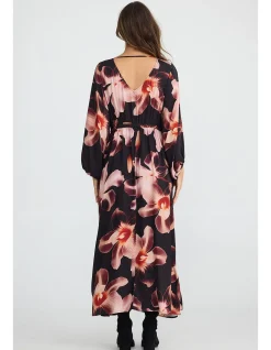 Sunshine Shadow Bloom Floral Midi Dress