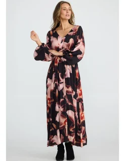 Sunshine Shadow Bloom Floral Midi Dress