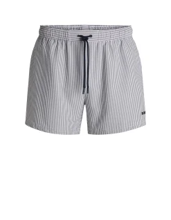 Swim shorts in seersucker fabric with embroidered logo
