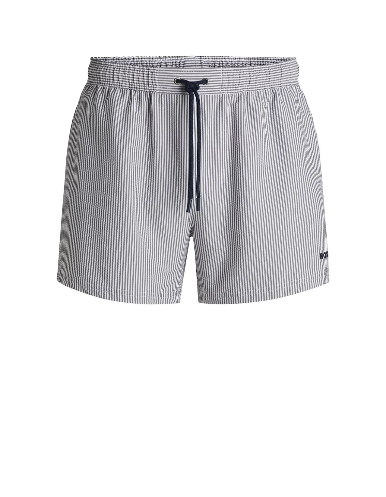 Swim shorts in seersucker fabric with embroidered logo