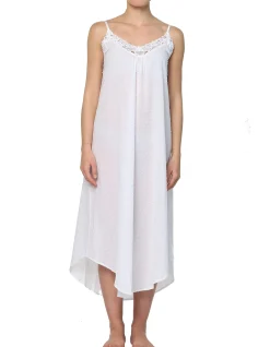 swiss dot lace trim sleeveless long maxi nightie