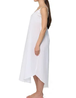 swiss dot lace trim sleeveless long maxi nightie
