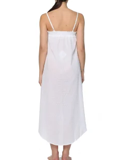 swiss dot lace trim sleeveless long maxi nightie