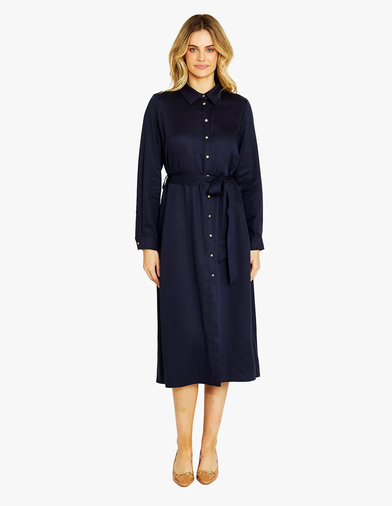 Tabatha Waist Tie Midi Shirt Dress