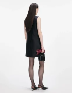 Taffeta Embellished Trim Mini Dress