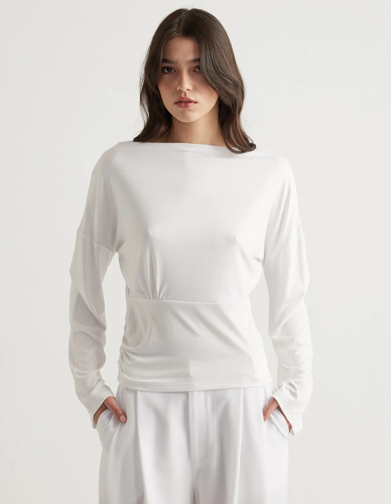 TAHLIA CINCHED LONG SLEEVE TOP