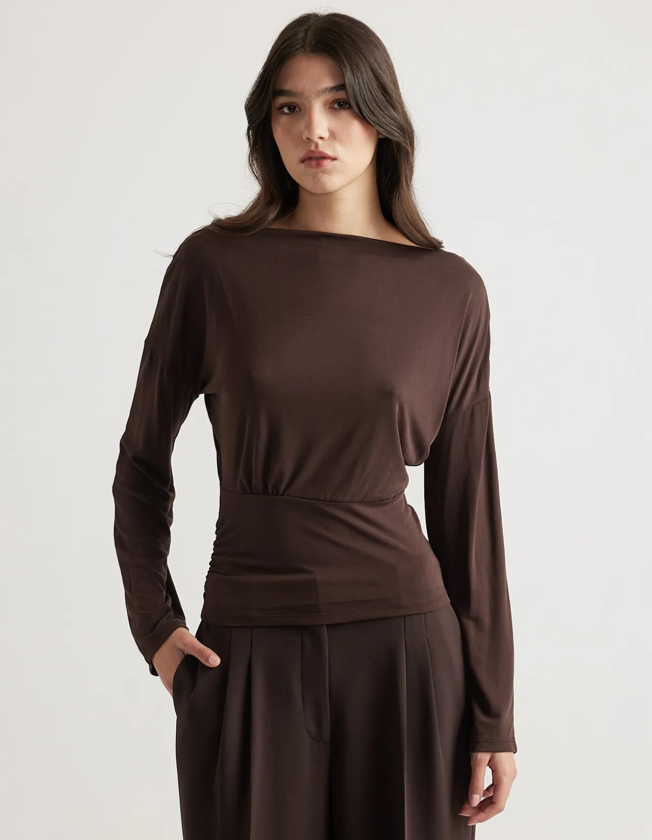 TAHLIA CINCHED LONG SLEEVE TOP
