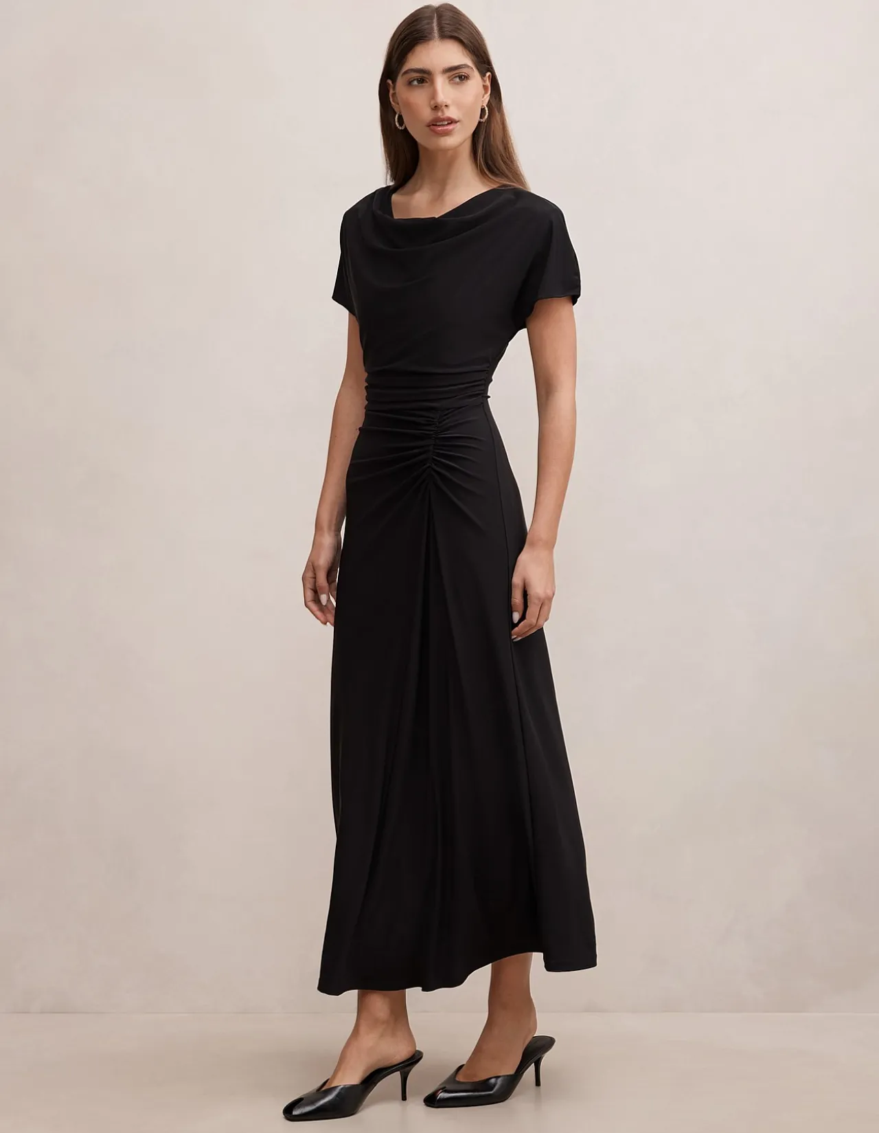 TAHNEE RUCHED WAIST MIDI DRESS