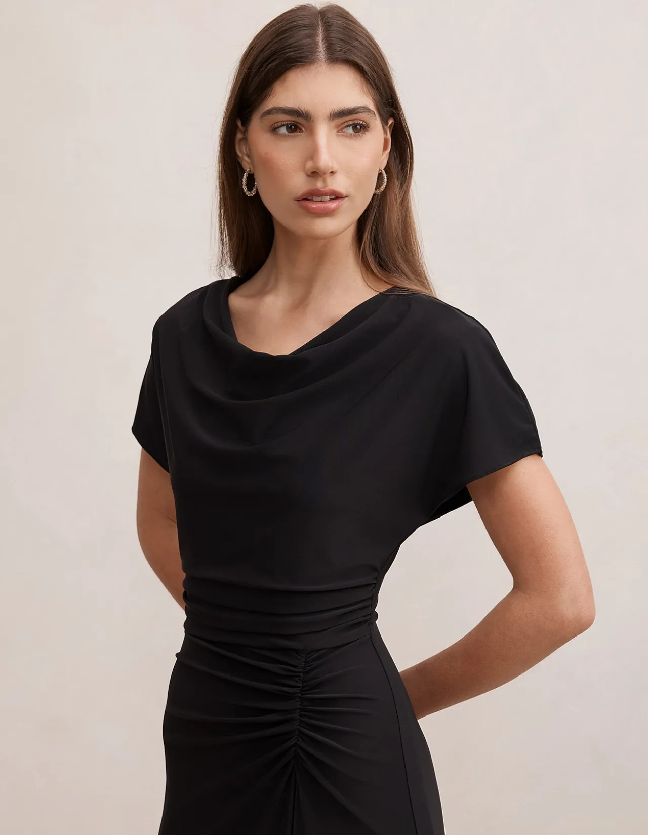 TAHNEE RUCHED WAIST MIDI DRESS
